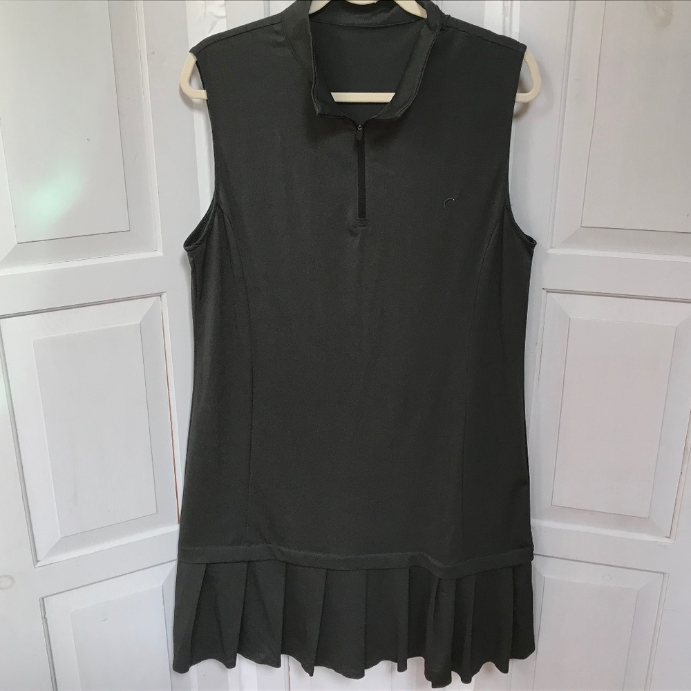 ZYIA Active Dark Green Sleeveless Black Dress